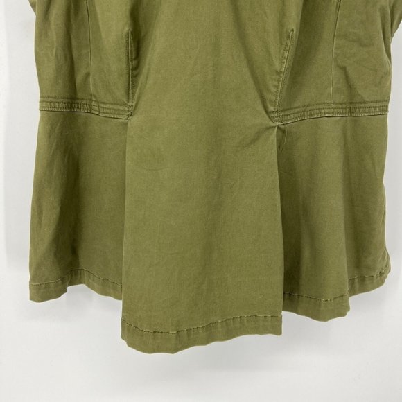 Lane Bryant Plus Size 20 Army Green Flutter Sleeve Canvas Peplum V-Neck Top Blou - Picture 6 of 11